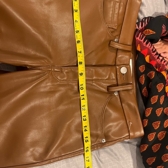 Good American Better Than Leather Faux Good Icon Pants Burnt Caramel 6 / 28 - Picture 6 of 11